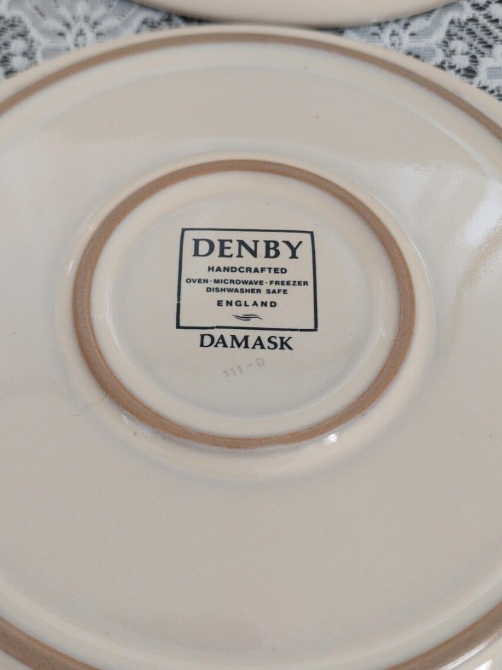 Vintage Denby England Damask Pink Stoneware Salad Plates x4 - Picture 10 of 10